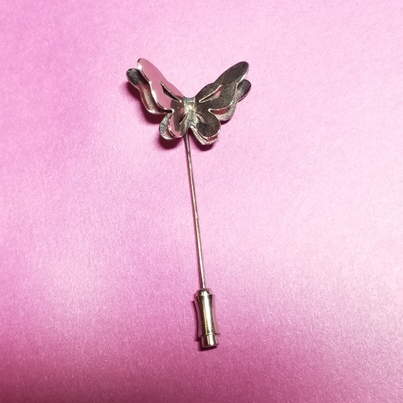 Vintage butterfly stick pin brooch silver tone insect stickpin moth insect bug - Picture 2 of 11